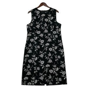 Pendelton‎ Classy Dress Size 16 Black Sleeveless Floral Scoop Neck Lined Zip